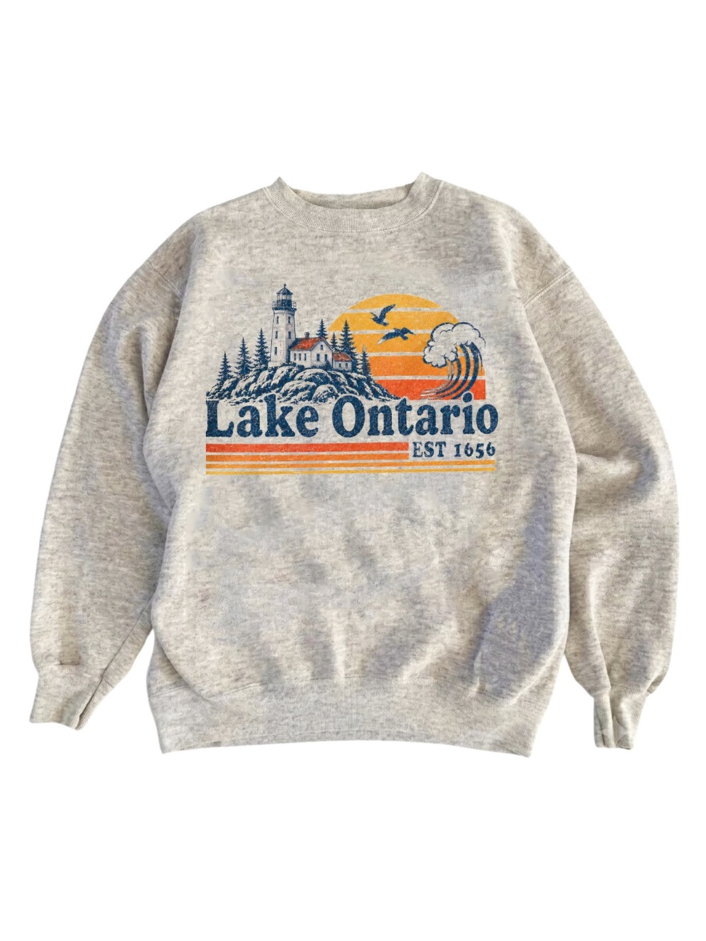Gildan Lake Ontario Graphic Crewneck Sweater - Light Gray